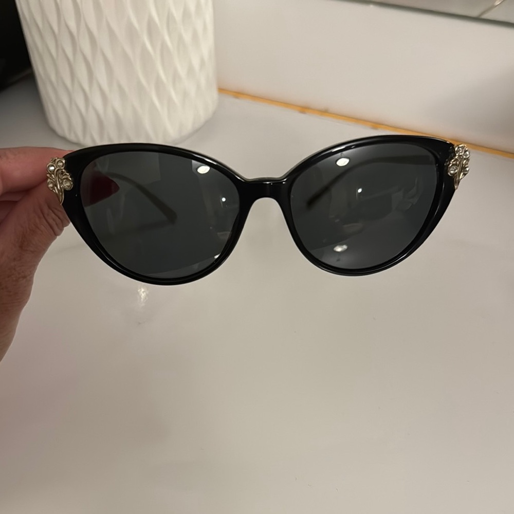 Versace Black Cat Eye Sunglasses with Gold Details